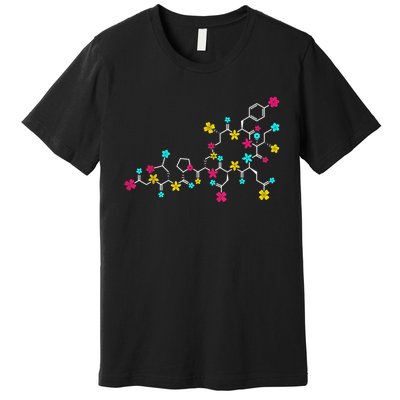 Oxytocin Molecule And Flowers Love Hormone Chemistry Design Premium T-Shirt