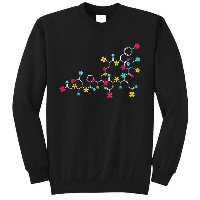 Oxytocin Molecule And Flowers Love Hormone Chemistry Design Tall Sweatshirt