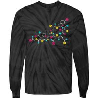 Oxytocin Molecule And Flowers Love Hormone Chemistry Design Tie-Dye Long Sleeve Shirt