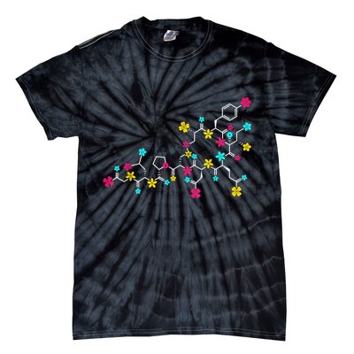 Oxytocin Molecule And Flowers Love Hormone Chemistry Design Tie-Dye T-Shirt