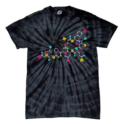 Oxytocin Molecule And Flowers Love Hormone Chemistry Design Tie-Dye T-Shirt