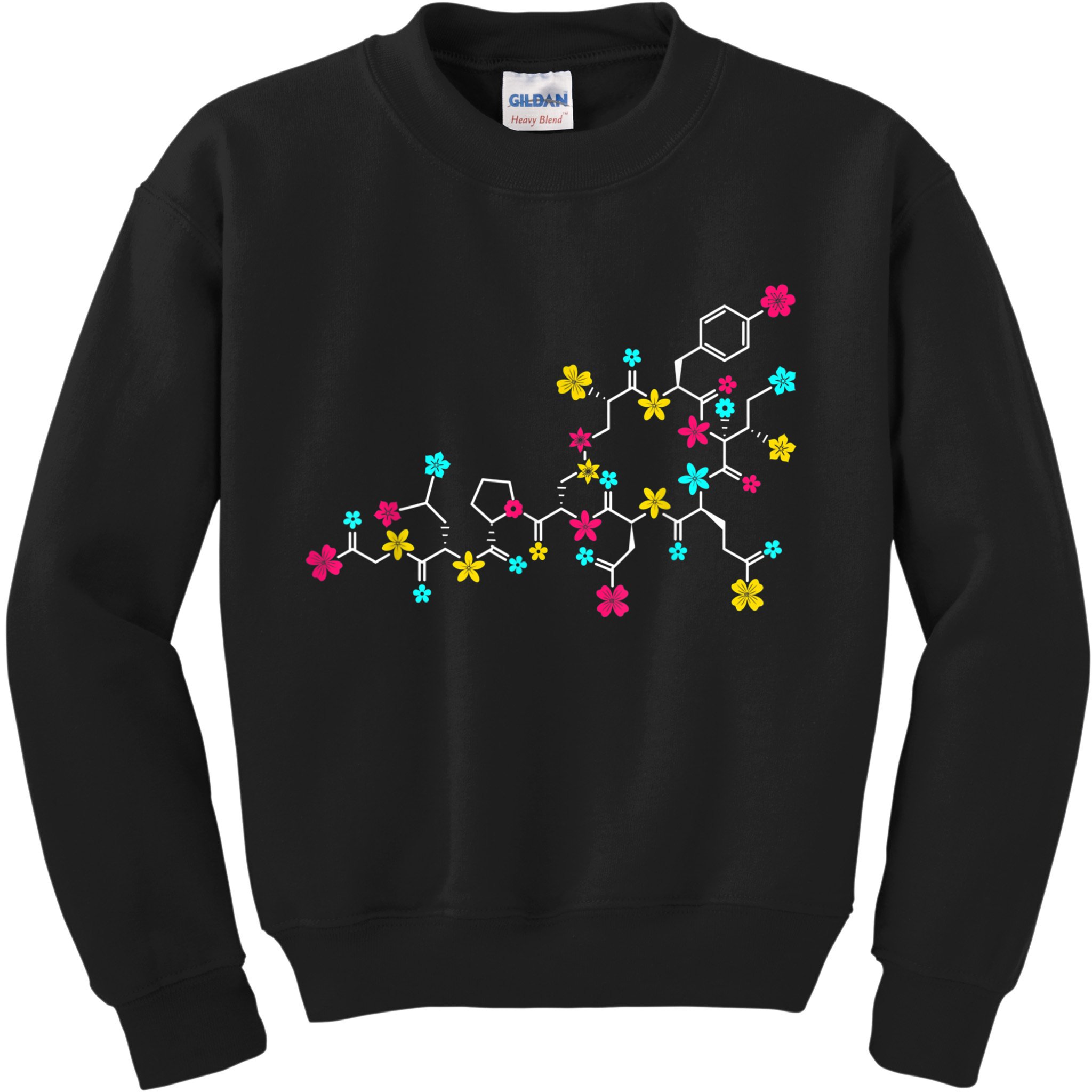 Oxytocin Molecule And Flowers Love Hormone Chemistry Design Kids Sweatshirt