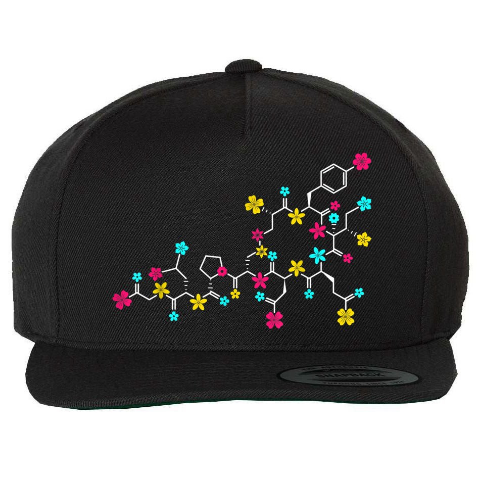 Oxytocin Molecule And Flowers Love Hormone Chemistry Design Wool Snapback Cap