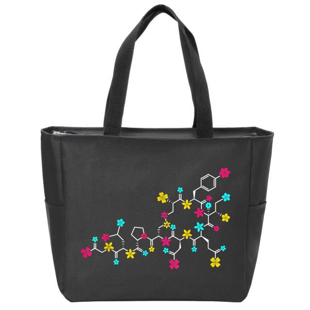 Oxytocin Molecule And Flowers Love Hormone Chemistry Design Zip Tote Bag