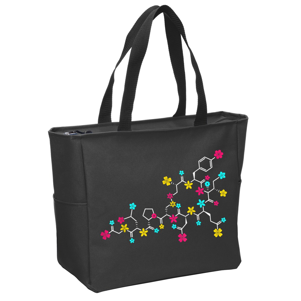 Oxytocin Molecule And Flowers Love Hormone Chemistry Design Zip Tote Bag