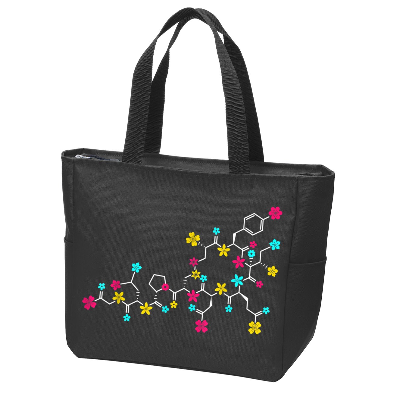 Oxytocin Molecule And Flowers Love Hormone Chemistry Design Zip Tote Bag