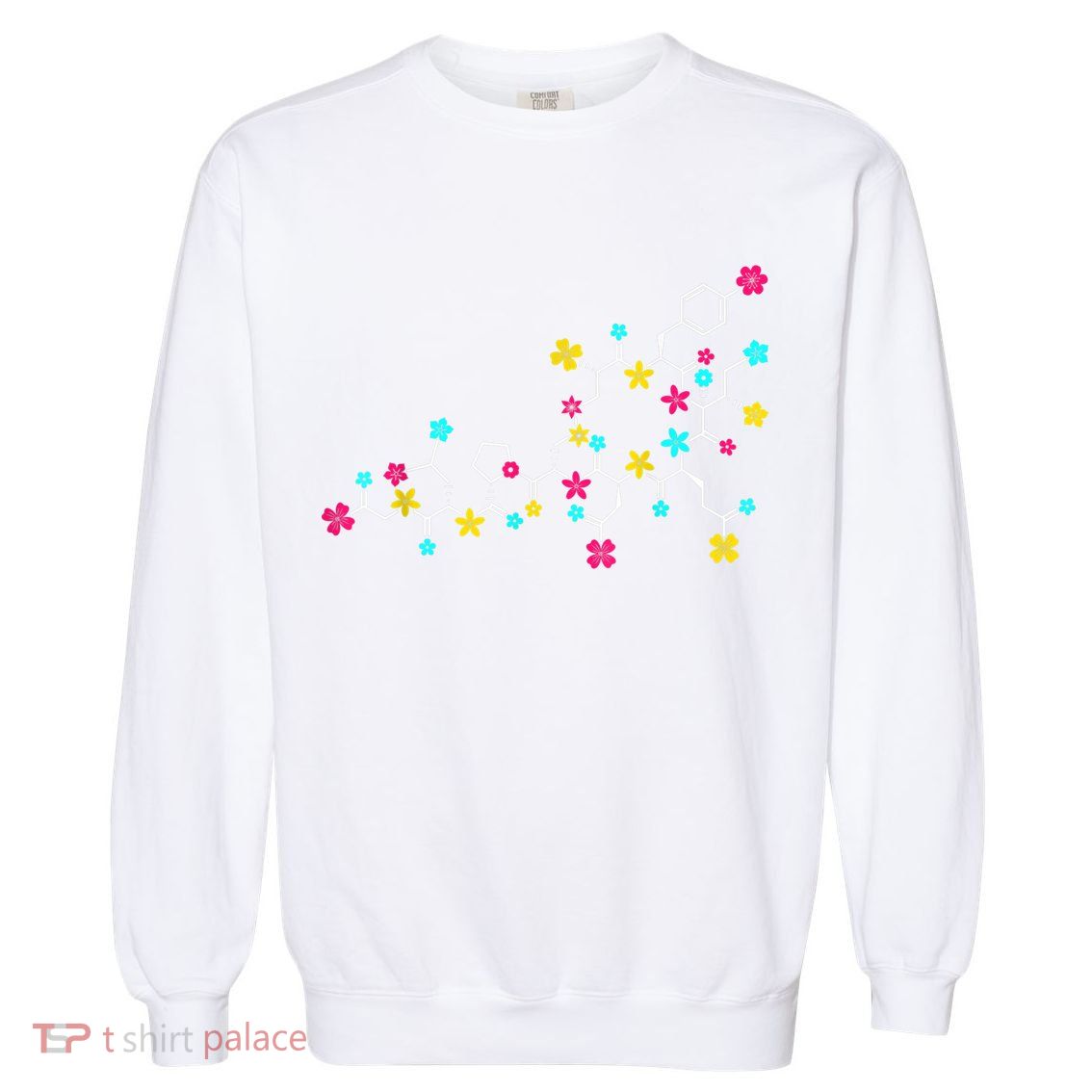 Oxytocin Molecule And Flowers Love Hormone Chemistry Design Garment-Dyed Sweatshirt