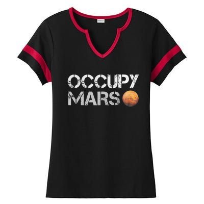 Occupy Mars Astronomy Space Explorer Ladies Halftime Notch Neck Tee