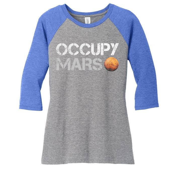 Occupy Mars Astronomy Space Explorer Women's Tri-Blend 3/4-Sleeve Raglan Shirt