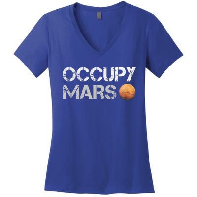 Occupy Mars Astronomy Space Explorer Women's V-Neck T-Shirt