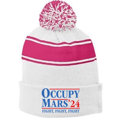 Occupy Mars Astronomy Space Fight Fight Fight Stripe Pom Pom Beanie