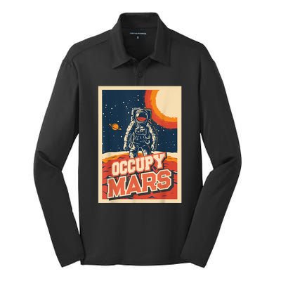 Occupy Mars Aerospace Space Travel Silk Touch Performance Long Sleeve Polo