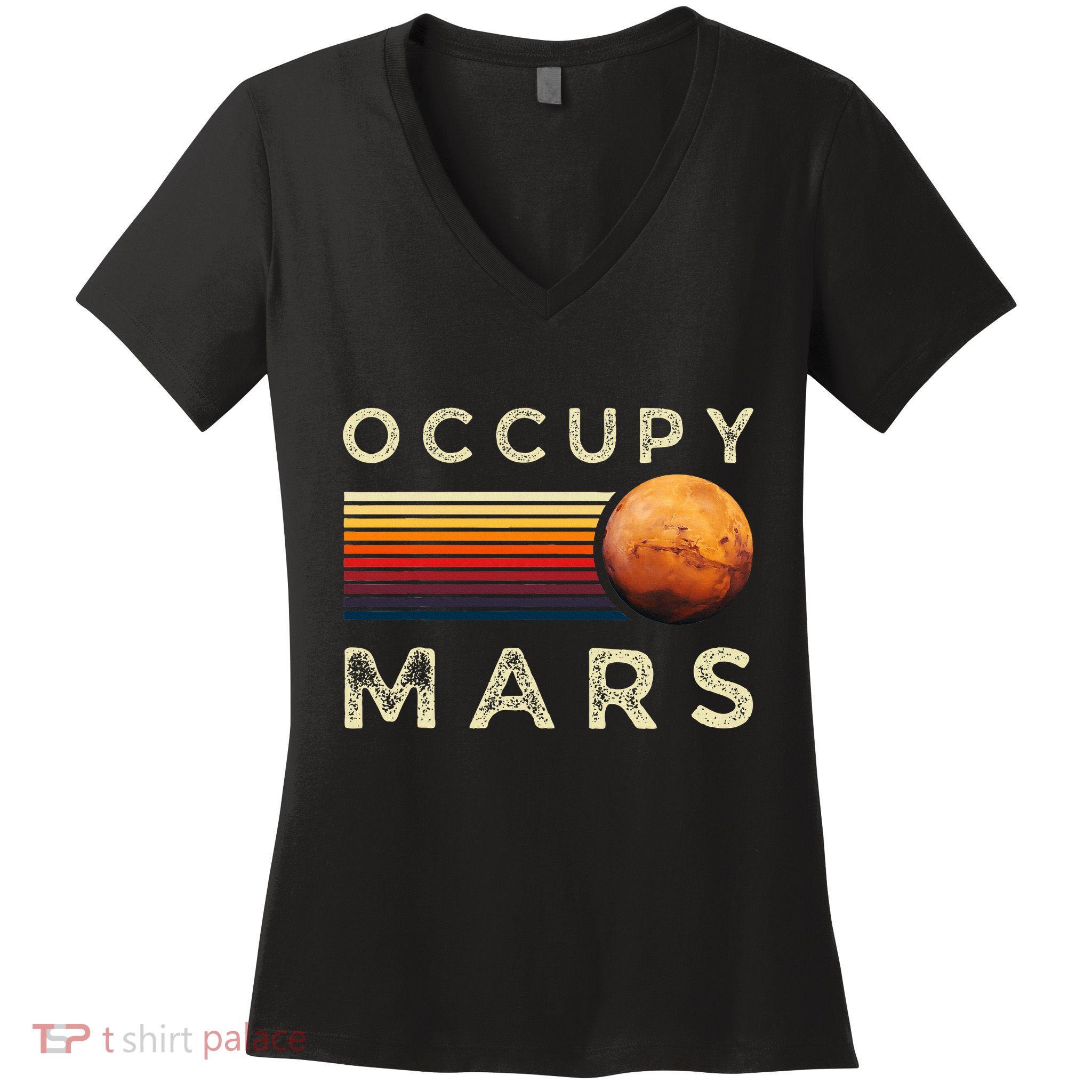 Occupy Mars Astronomy Space Explorer Women's V-Neck T-Shirt