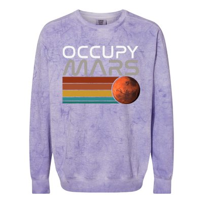 Occupy Mars Astronomy Space Explorer Rocket Vintage Colorblast Crewneck Sweatshirt