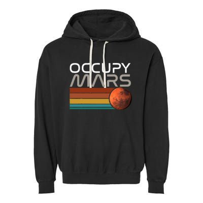 Occupy Mars Astronomy Space Explorer Rocket Vintage Garment-Dyed Fleece Hoodie