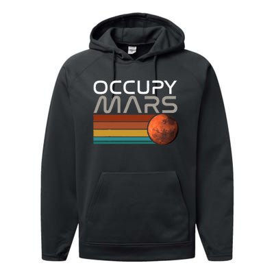 Occupy Mars Astronomy Space Explorer Rocket Vintage Performance Fleece Hoodie