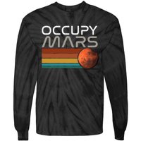 Occupy Mars Astronomy Space Explorer Rocket Vintage Tie-Dye Long Sleeve Shirt