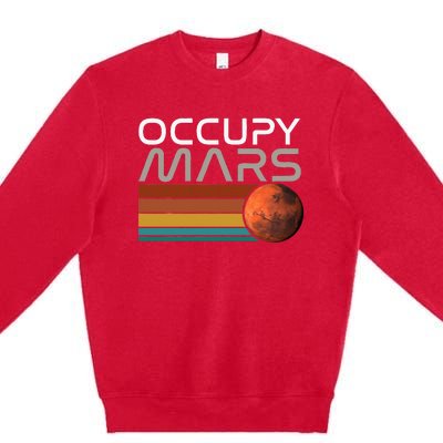 Occupy Mars Astronomy Space Explorer Rocket Vintage Premium Crewneck Sweatshirt