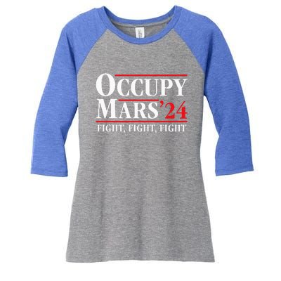 Occupy Mars Astronomy Space Fight Fight Fight Women's Tri-Blend 3/4-Sleeve Raglan Shirt