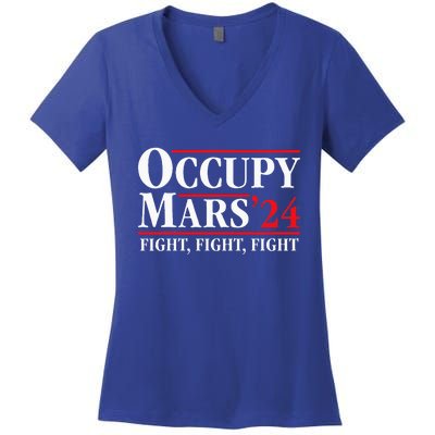 Occupy Mars Astronomy Space Fight Fight Fight Women's V-Neck T-Shirt