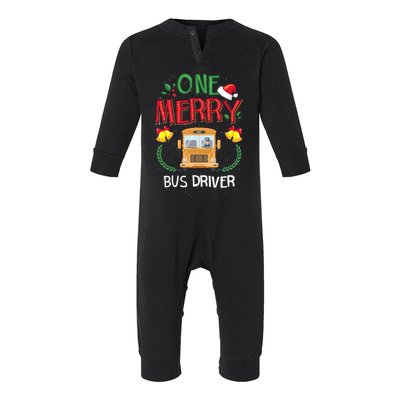 One Merry Bus Driver Driving School Ugly Christmas Infant Fleece One Piece