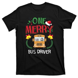 One Merry Bus Driver Driving School Ugly Christmas T-Shirt