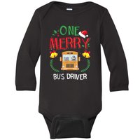 One Merry Bus Driver Driving School Ugly Christmas Baby Long Sleeve Bodysuit