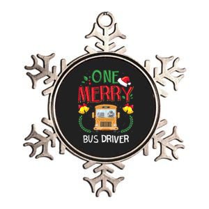 One Merry Bus Driver Driving School Ugly Christmas Metallic Star Ornament