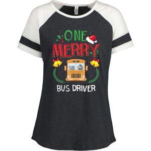 One Merry Bus Driver Driving School Ugly Christmas Enza Ladies Jersey Colorblock Tee