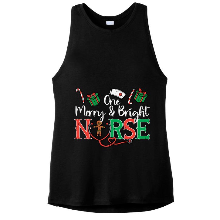 One Merry Bright Nurse Christmas Cute Xmas Nursing Scrub Top Gift Ladies PosiCharge Tri-Blend Wicking Tank