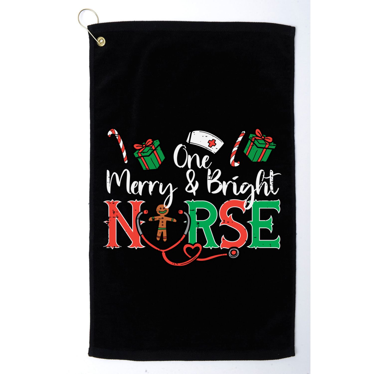 One Merry Bright Nurse Christmas Cute Xmas Nursing Scrub Top Gift Golf Towel