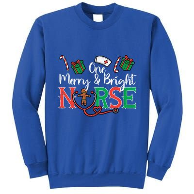 One Merry Bright Nurse Christmas Cute Xmas Nursing Scrub Top Gift Tall Sweatshirt