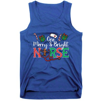 One Merry Bright Nurse Christmas Cute Xmas Nursing Scrub Top Gift Tank Top