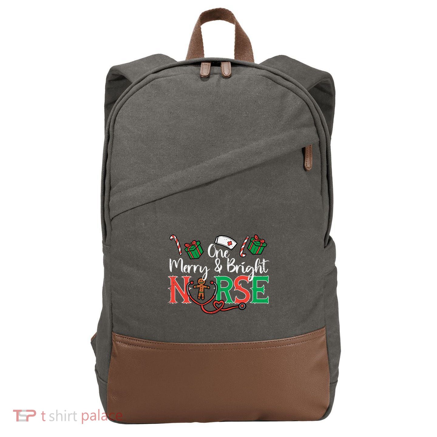 One Merry Bright Nurse Christmas Cute Xmas Nursing Scrub Top Gift Cotton Canvas Backpack