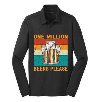 One Million Beers Please Silk Touch Performance Long Sleeve Polo