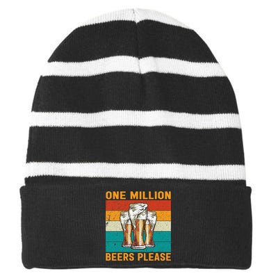 One Million Beers Please Striped Beanie with Solid Band