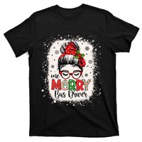 One Merry Bus Driver Messy Bun Christmas School Bus Driver T-Shirt