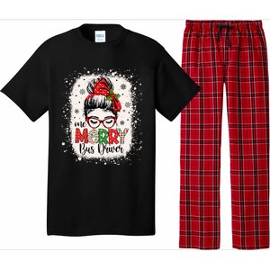 One Merry Bus Driver Messy Bun Christmas School Bus Driver Pajama Set