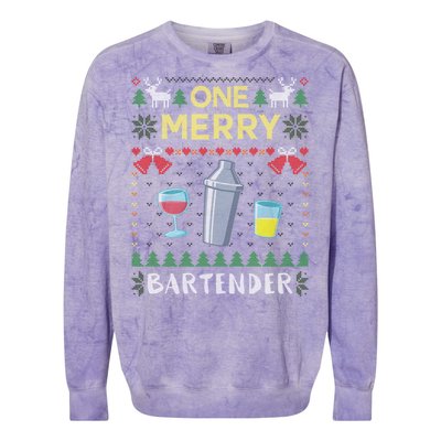 One Merry Bartender Cocktail Bar Ugly Christmas Sweater Gift Colorblast Crewneck Sweatshirt