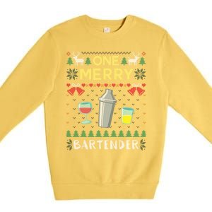 One Merry Bartender Cocktail Bar Ugly Christmas Sweater Gift Premium Crewneck Sweatshirt