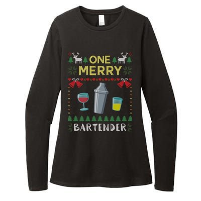 One Merry Bartender Cocktail Bar Ugly Christmas Sweater Gift Womens CVC Long Sleeve Shirt