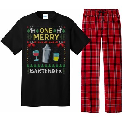 One Merry Bartender Cocktail Bar Ugly Christmas Sweater Gift Pajama Set