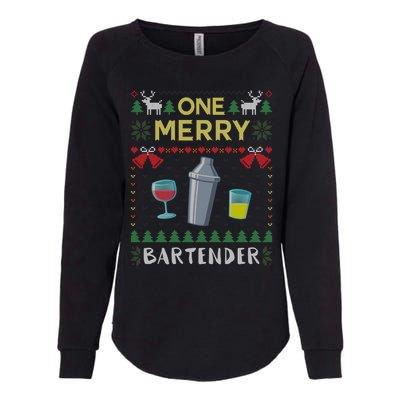 One Merry Bartender Cocktail Bar Ugly Christmas Sweater Gift Womens California Wash Sweatshirt