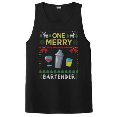 One Merry Bartender Cocktail Bar Ugly Christmas Sweater Gift PosiCharge Competitor Tank