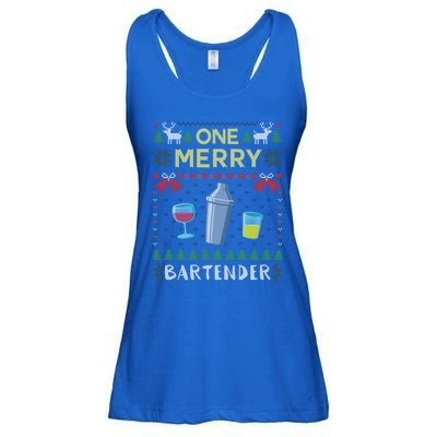 One Merry Bartender Cocktail Bar Ugly Christmas Sweater Gift Ladies Essential Flowy Tank