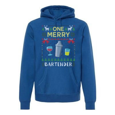 One Merry Bartender Cocktail Bar Ugly Christmas Sweater Gift Premium Hoodie