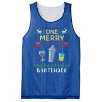 One Merry Bartender Cocktail Bar Ugly Christmas Sweater Gift Mesh Reversible Basketball Jersey Tank