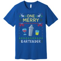 One Merry Bartender Cocktail Bar Ugly Christmas Sweater Gift Premium T-Shirt