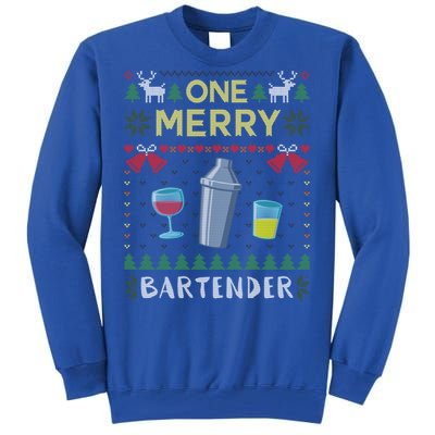 One Merry Bartender Cocktail Bar Ugly Christmas Sweater Gift Tall Sweatshirt