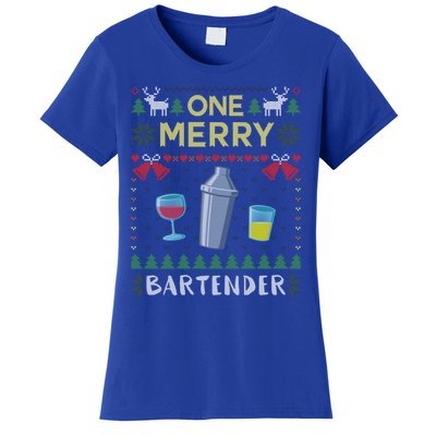 One Merry Bartender Cocktail Bar Ugly Christmas Sweater Gift Women's T-Shirt